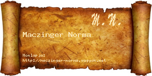 Maczinger Norma névjegykártya